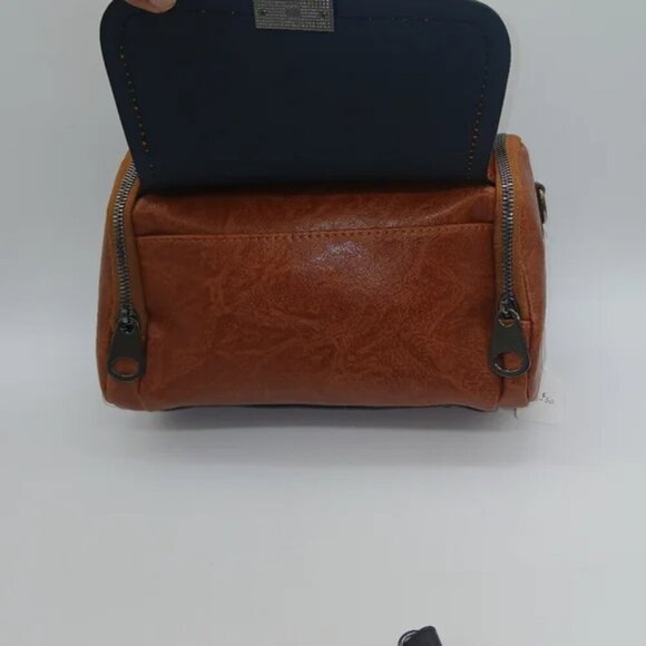 Vtg Boston Crossbody/Shoulder Faux Leather Satchel Handbag w/2 Straps - Picture 3 of 5